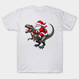 Santa Claus rides a Trex T-Shirt